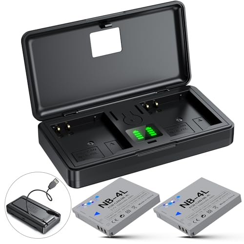NB-4L Battery (2 Pack) and 2-Channel USB Charger for Canon PowerShot ELPH 100 HS 300 HS 310 HS 330 HS SD1000 SD1100 is SD1400 is SD200 SD300 SD450 SD600 SD750 SD780 is SD960 is SD940 is
