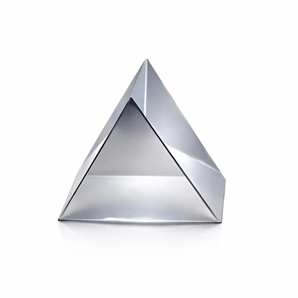 Optical Glass Prism 50mm × 50mm | Clear Equilateral Triangular Prism | Physics Lab, Refraction & Spectrum Experiment | Teaching & Learning Tool