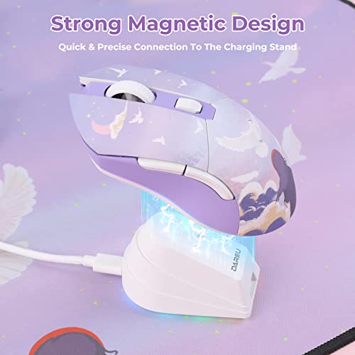 Image of DAREU Wireless Gaming Mouse with Charging Dock Rechargeable RGB,12K DPI,7 Programmable Buttons High-Precision Sensor [300IPS] [1000Hz] for PC Notebook Mac