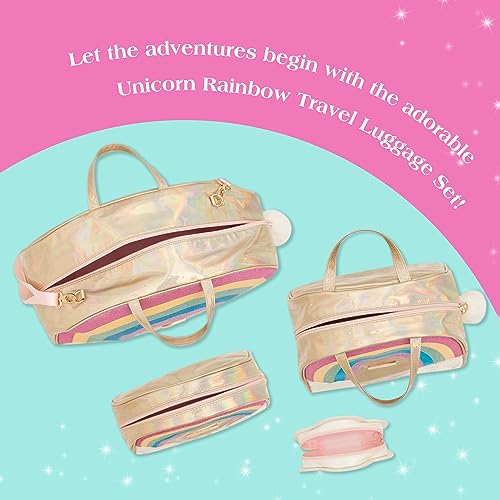 Glimmer Wish Unicorn Rainbow Travel Luggage Set - Overnight Bag, Cosmetic Bag, Selfcare Keepall, and Cloud Pouch, Set of 4 Travel Bags for Teens3