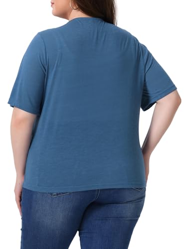 Image of Agnes Orinda Plus Size Cardigan for Women Button Down Sheer Round Neck Short Sleeve Knitted Sweater