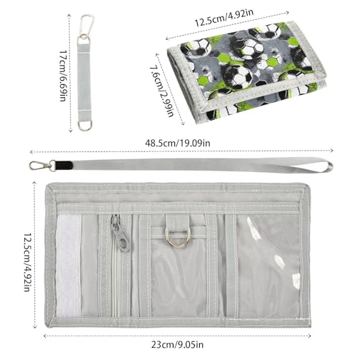 ALAZA Kids Wallets for Boys Girls Toddler Trifold Wallet Children Small Football Grunge with Zipper Coin Pocket3