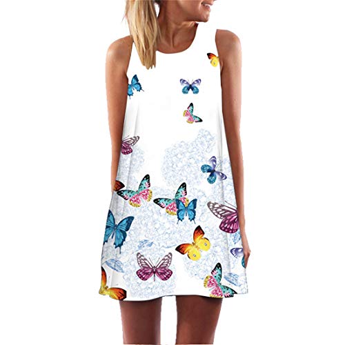 Yichun Minikleid, Strandkleid, Tunika, Partykleid, Tank-Shirt, Bohemian-Kleid, A-Linie, Club, Röcke, lässiger Weste Gr. 44, Schmetterling 14
