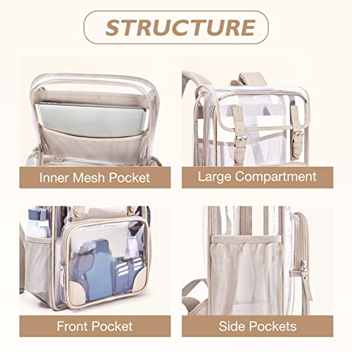 Mommore Clear Backpack Heavy Duty Thick Pvc Transparent Backpack With Leather Trim Large Capacity See Through Backpack #TOP3