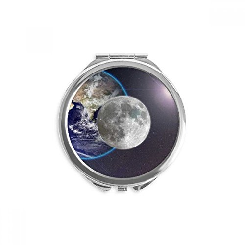 Miroir de maquillage de poche bleu terre blanche ronde accessoire cosmétique portable de voyage