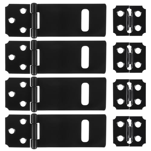 Image of 4 Pcs Hasp Latch Stainless Steel Padlock Latch 3 Inch Black Hasp Lock Latches Lock Latches Hardware for Wooden Fence Pet Cage Doors Cabinets Closets Window and More