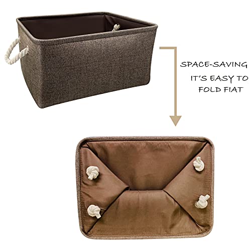 Yeaberr Storage Basket Bins, Large Foldable Fabric Storage Baskets With Handles For Clothes Toys Organizing Home Office Laundry Nursery Shelves, Baskets For Gifts Empty (Brown, 16.1X12.2X7.9 Inch) #TOP5