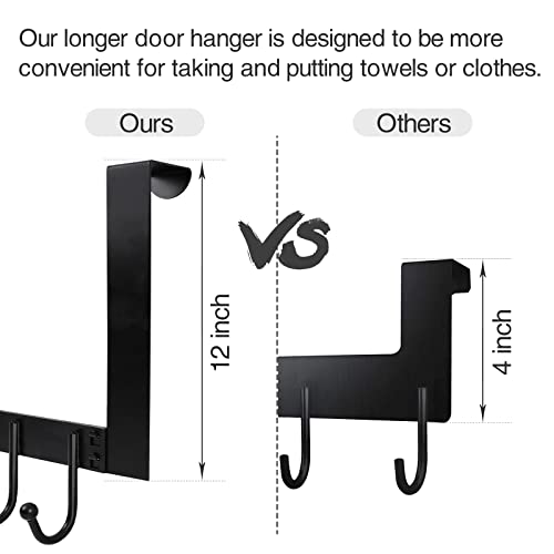 Happyhapi Over The Door Hooks, Extra Large Over The Door Towel Rack, Heavy-Duty Door Hanger For Coat Hooks, Sturdy Door Hooks For Hanging Towels, Clothes, Bags, Back Of Bathroom, Black #TOP2