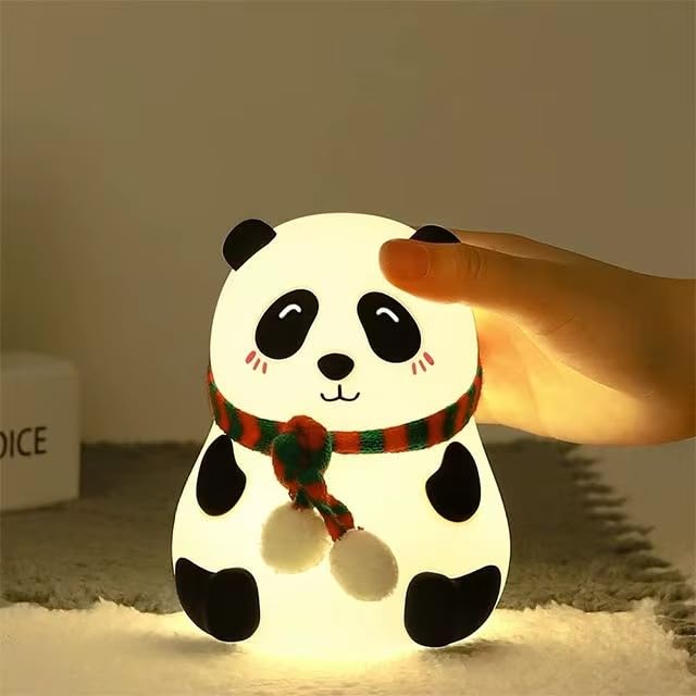 Image of Oblivion Silicone Panda Night Light - Cute Touch Sensor LED Lamp for Kids, Girls & Boys | 7-Color Rechargeable Bedroom Decor | Portable Bedside Night Lamp for Home, Men & Women