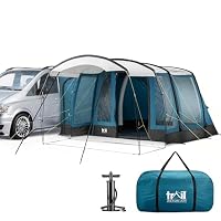 Trail Aston Air Driveaway Awning for Campervans & MPVs, Fitting Height 180cm-210cm, Inflatable TPU Poles, Safety Purge Pump, PVC Skylights, Canopy, UPF50+, 5000mm Waterproof, L330cm x W300cm x H210cm