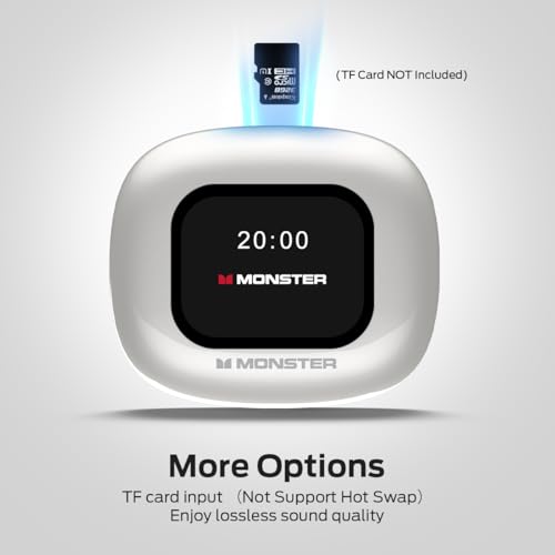 Image of Monster Open Touch Pro 100, Open Ear Headphones Touch Screen Earbuds, Bluetooth Earbuds with ENC Clear Talk, Wireless Ear Buds Support TF Card, EQ Modes, Comfort Fit, IPX5, 30H Playback, White