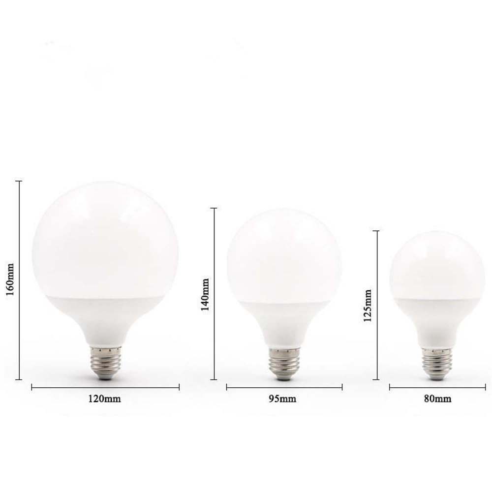 RZL Iluminación, Paquete de 5 Bombillas LED esféricas con Rosca E27 de 10 W/15 W/18 W, G80/G95/G120 mm, for Espejos Delanteros(3000K,G80 10W)