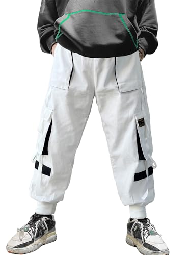 Men's Jogger Pants Punk Cargo Baggy Techwear Hip Hop Harem Pants Streetwear Tactical Track Pants Black White