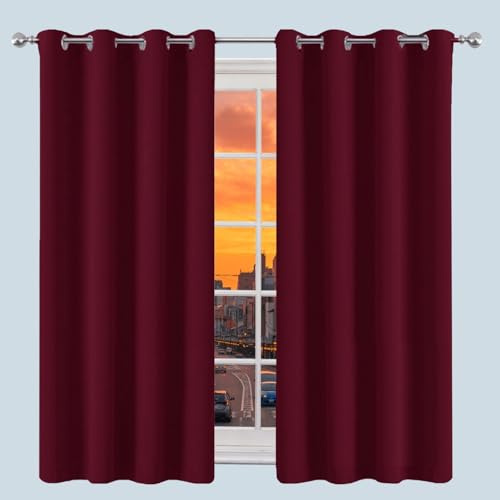 Rideau à oeillets 75 x 250 cm isolant phonique vin rouge - 2