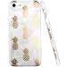 iPhone 7 Case, iPhone 8 Case, JAHOLAN Shiny Gold Pineapple Gray Marble Design Clear Bumper TPU Soft Rubber Silicone Cover Phone Case for Apple iPhone 7 / iPhone 8