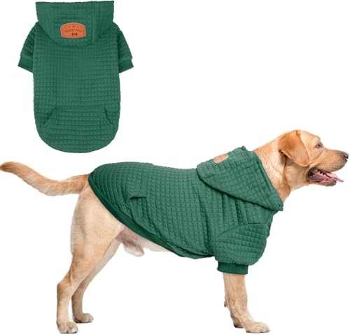 Image of BEAUTYZOO Dog Hoodies Sweater for Large Dogs,Waffle‑Like Laminated Pet Coat | Warm Dog Sweatshirt with Pocket & Leash Hole,Pullover Clothes for Girl Boy Dogs,Stretchy & Easy‑On‑Off,Labrador & Great Danes