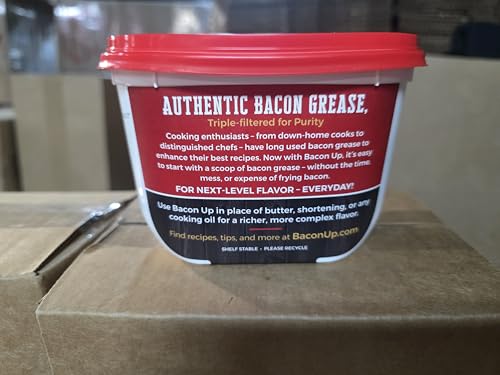 Image of Bacon Up Bacon Grease for Cooking - 14 Ounce, Pack of 3 - with Spoon - Rendered Cooking Fat for Fry, Grill and Bake