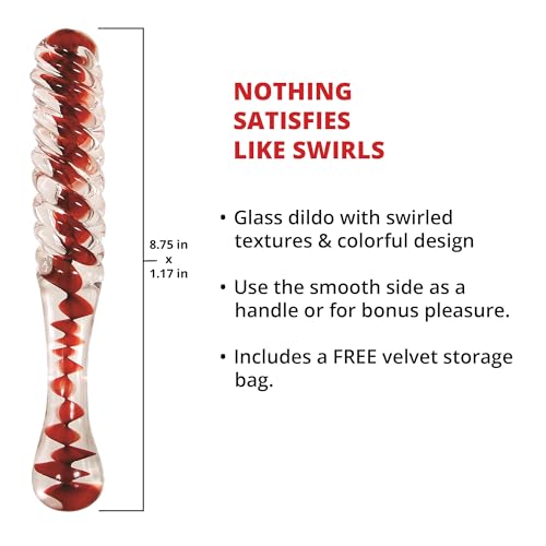 Image of Eve's Sweetheart Swirl Glass Dildo by Adam & Eve Textured Glass for G Spot and P Spot Pleasure Raised Swirls for Intense Sensations Great for Temperature Play Non Porous and Easy to Clean 8.75 Inches