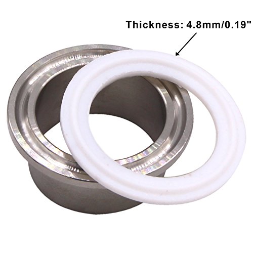 Dernord Ptfe (Teflon) Tri-Clamp Gasket O-Ring - 1.5 Inch Style Fits Od 50.5Mm Sanitary Pipe Weld Ferrule (Pack Of 2) #TOP2