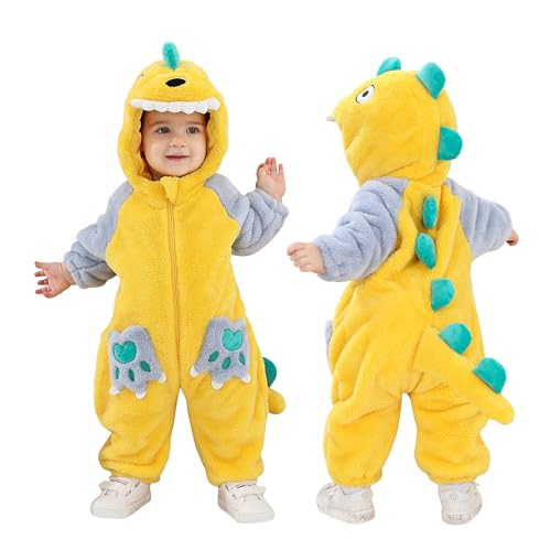 Disfraz infantil de dinosaurio y tigre con capucha miniatura 1