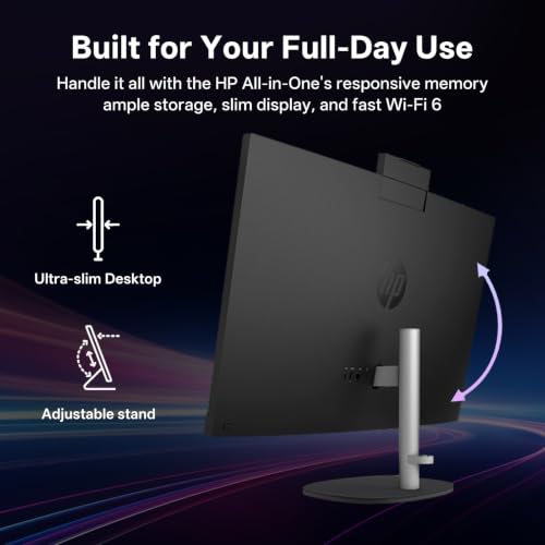 Image of HP 27 inch FHD Touchscreen Ultra 7 255U All-in-One Desktop, 16GB DDR5 512GB SSD | Wired Keyboard & Mouse, Wi-Fi 6, Copilot AI PC, Pop-up Privacy Camera, Windows 11 Pro, Bundle with 64GB Flash Drive