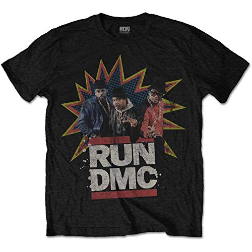 Run DMC Colour Band Profile Official Tee T-Shirt Mens Unisex (Medium) Black