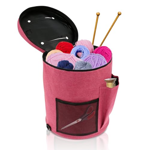 XYDHQS Bolsa de crochê - Organizador de armazenamento de fios, bolsa de armazenamento de fios portátil durável, bolsa de fio e bolsa de crochê com alça e alça de ombro para artesanato de suprimentos