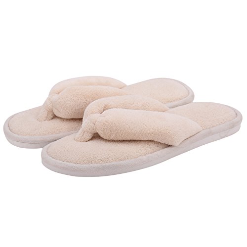 Onmygogo Women Open-Toe Memory Foam Slippers Beige
