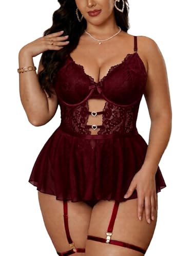 Image of Lace Garter Lingerie Set Underwire Push Up Lingerie Set Stockings