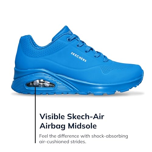 Skechers Women's Uno-Night Shades Sneaker Cooled Memory Foam, Skech-Air Midsole, Durabuck Upper, Blue, 7.5