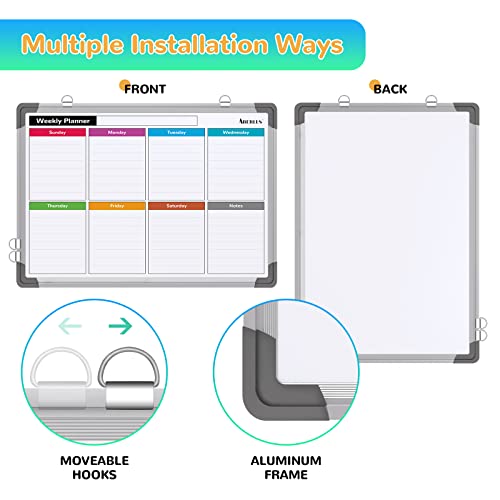 Small Weekly Calendar Dry Erase Whiteboard For Wall, 16" X 12" Magnetic Dry Erase Board, Hanging Double-Sided White Board, Portable Board For List, Kitchen, Planning, Memo, Home, Office #TOP2