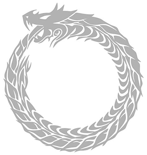 カッティングステッカー ウロボロス ドラゴン 龍 トライバル・4・10(左向き) 約150mmX約160mm シルバー 銀