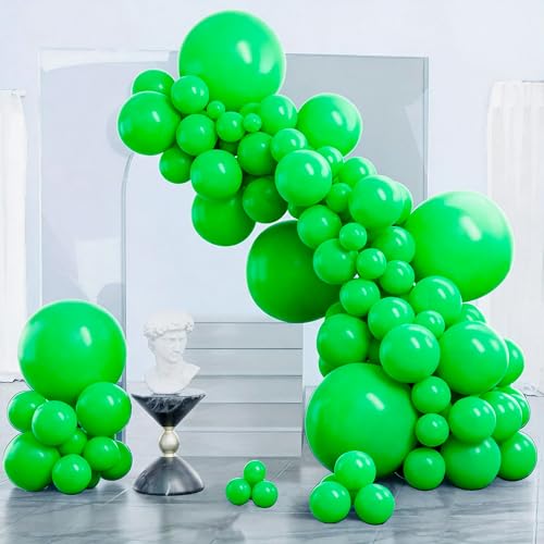 Image of PartyWoo Green Balloons 140pcs Different Sizes of 18 12 10 5 Inch Green Balloon Arch Kit Garland for Birthday Baby Shower Graduation Dinosaur Jungle Golf Football Theme Party Decorations Green-Y24