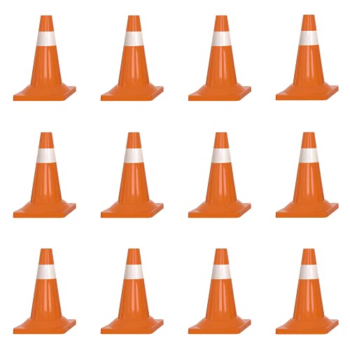 [12 Pack] 18” Site visitors Security Cones with Reflective Band. Extremely Versatile Cones. Excellent for Building, Highway Site visitors and Parking Tons.