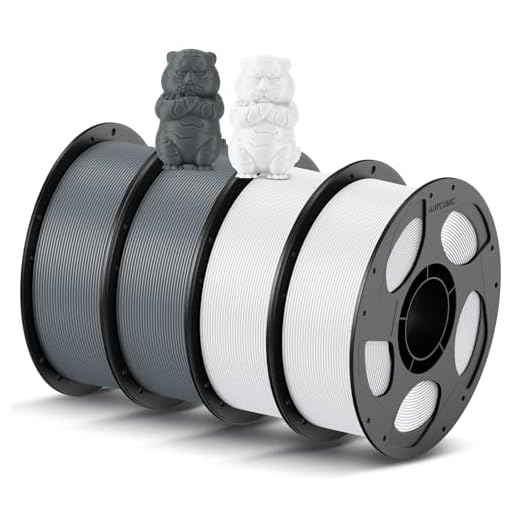 ANYCUBIC PLA 3D Printer Filament Bundle 4KG, 2 Pack of Gray & 2 Pack of White, 3D PLA Filament 1.75mm Dimensional Accuracy +/- 0.02mm, 4 Pack 1KG Spool (2.2 lbs), 4KG in Total