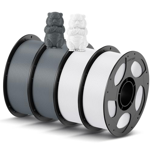 Image of ANYCUBIC PLA 3D Printer Filament Bundle 4KG, 2 Pack of Gray & 2 Pack of White, 3D PLA Filament 1.75mm Dimensional Accuracy + /- 0.02mm, 4 Pack 1KG Spool (2.2 lbs), 4KG in Total
