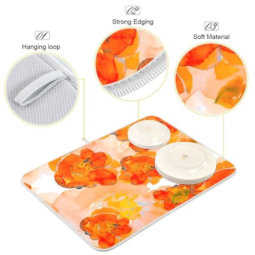Tapis de séchage en microfibre cuisine grand format fleur - 5