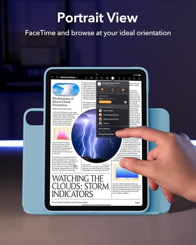 Image of ESR for iPad Air 13 Inch Case M4 /M3 /M2 (2026 /2025 /2024), Removable Magnetic Cover with Pencil Charging & Storage, Adjustable Portrait /Landscape Stand, 9 Standing Angles, Shift Series, Light Blue
