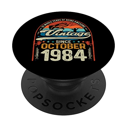39 años de edad, amantes de la pesca con mosca, octubre de 1984 - 39 cumpleaños PopSockets PopGrip Intercambiable