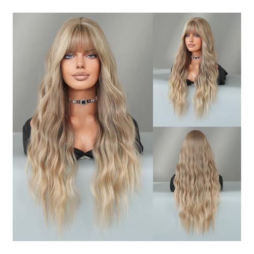 Perruques cheveux humains longs bouclés grande vague argent rose - 4
