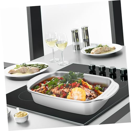Bandeja para asar pescado PRETYZOOM rectangular en acero inoxidable 304 duradero 4