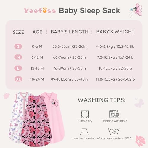 Image of Yoofoss Baby Sleep Sack 12-18 Months Wearable Blanket for Babies 100% Organic Cotton 2-Way Zipper TOG 0.5 Toddler Sleeping Sack 3 Pack, Comfy Lightweight Sleep Sacks