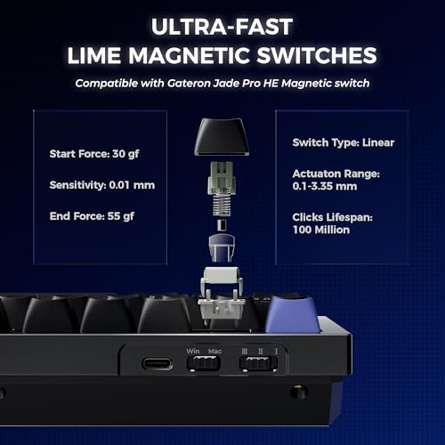 Image of Keychron Q1 HE 8K Magnetic Switch Wired Keyboard, Adjustable Actuation Point Launcher Web App Full Metal Body with PBT Keycaps Hot-Swappable Ultra-Fast Lime Magnetic Switch for Mac Windows Linux