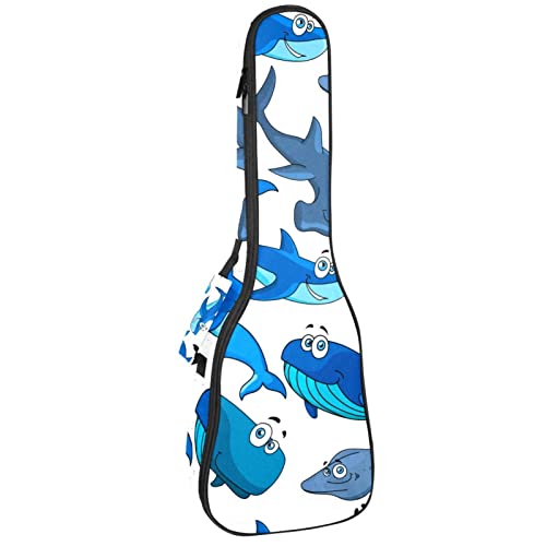 Housse pour ukulélé, dessin animé, requin, dauphin, bleu, noir, 10 mm, rembourrage épais en éponge de 53,3 cm, sac de… - Les Beatles, Paul McCartney, John Lennon, RIngo Starr, George Harrison Housse pour ukulélé, dessin animé, requin, dauphin, bleu, noir, 10 mm, rembourrage épais en éponge de 53,3 cm, sac de…