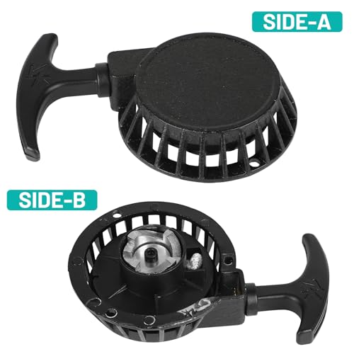 LALAGO 2tlg Pocketbike Seilzugstarter Schwarz, Motorrad Zugstarter Tuning Aluminium Alloy, Mini Quad Pull Start Ersatzteile, Recoil Starter für 2-Takt 47CC 49CC Zündung ATV Dirtbike Kinderfahrrad