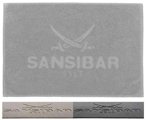 Sansibar Badvorleger Fein-Flor Badteppich Badematte 100% Baumwolle 50x80 cm (50 x 80 cm, Silber...