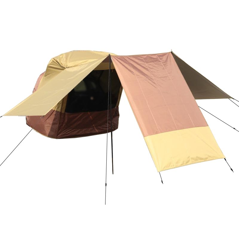 Camper Shade Awning Canopy with Complete Kits for Subaru Justy/Legacy/Levorg/Outback/Solterra/XV, Waterproof UV Protection, Easy Set Up, Ultra-Durable Camping Tent,3 Style 3-B Khaki
