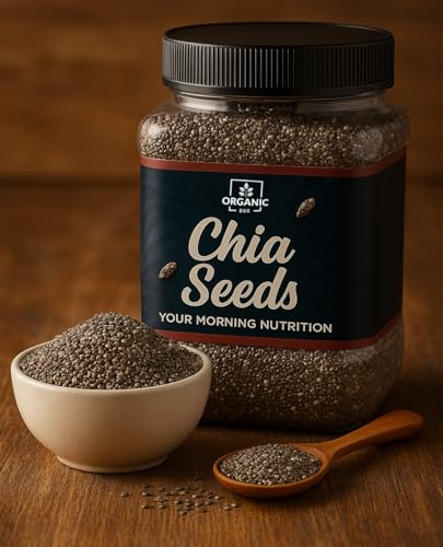 Image of Organic Box 100% Natural and Premium Raw Unroasted Chia Seeds - 500 Gram - Omega 3 and Fiber for Weight Loss - Diwali Gift Pack