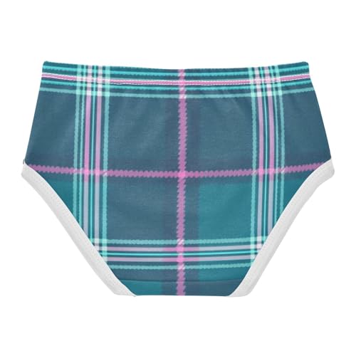 Girls' Underwear Breathable Material Briefs Underwear for Girls Teal Plaid Print in Sizes 2T,3T, 4T, 5T, 6Y and 8Y2
