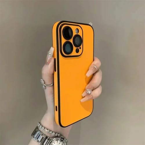 Coque iPhone 14 Cortex luxe orange avec protection objectif intégrée